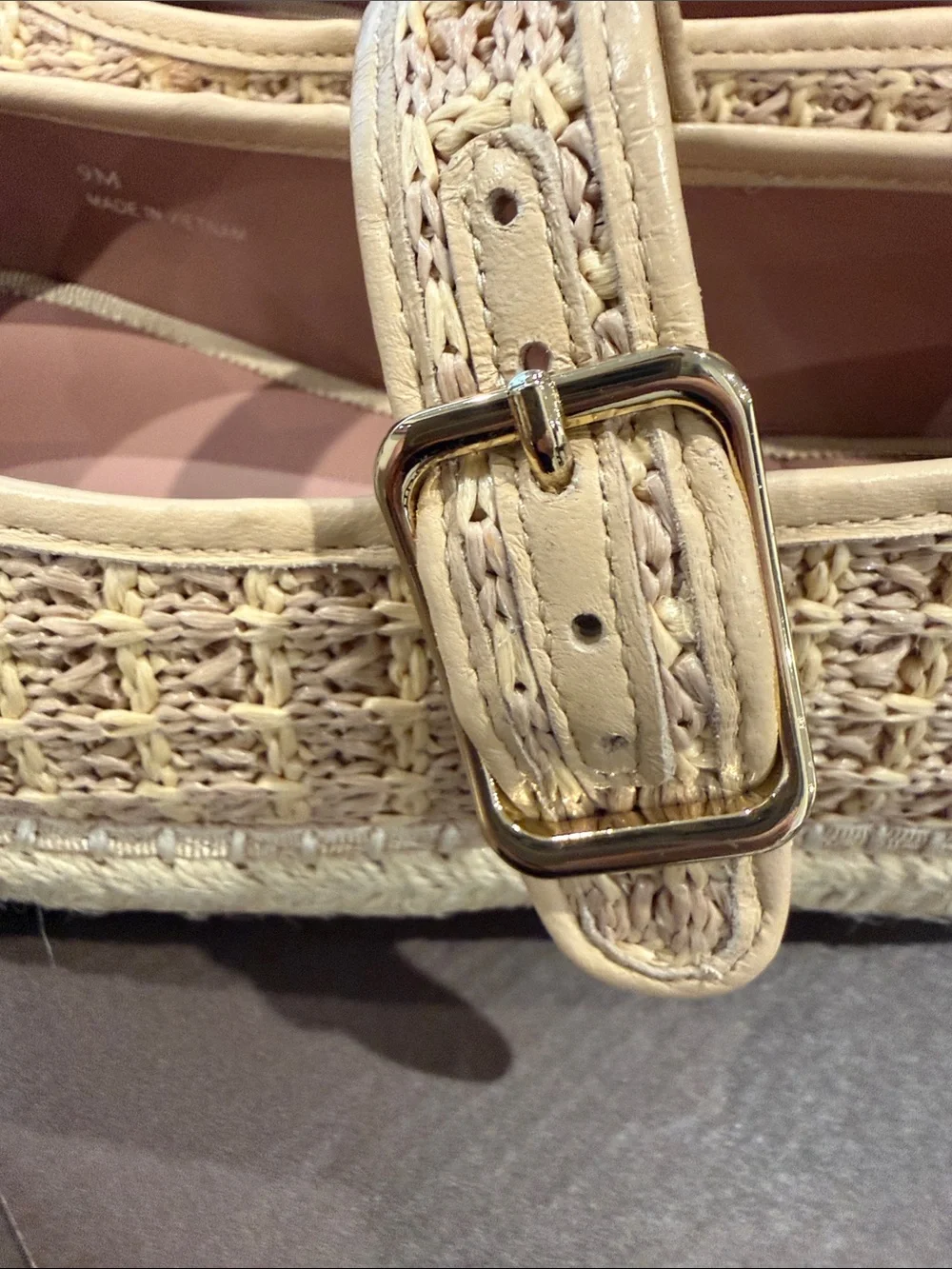 Paolo Cream Woven Mary Jane Espadrille Flats